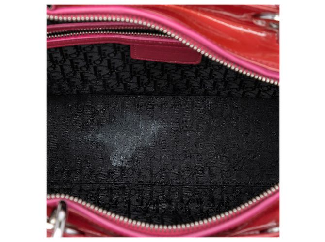 Lady Dior Cannage in vernice rosso Large - vista 4