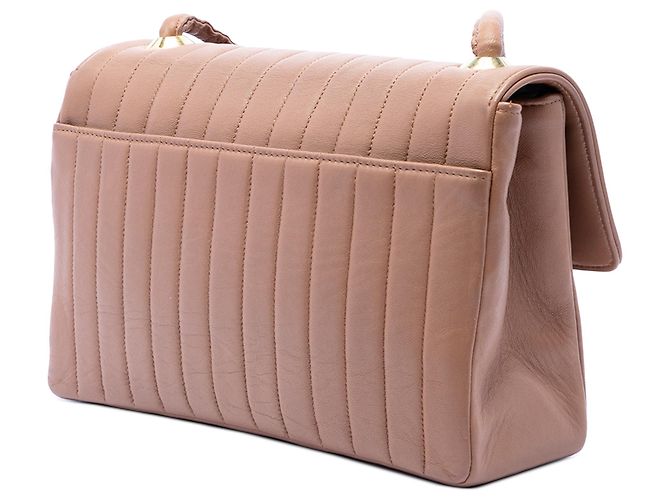 Chanel Braun Vertical Gestepptes Lambskin Single Flap Größe Medium Hellbraun - Ansicht 2