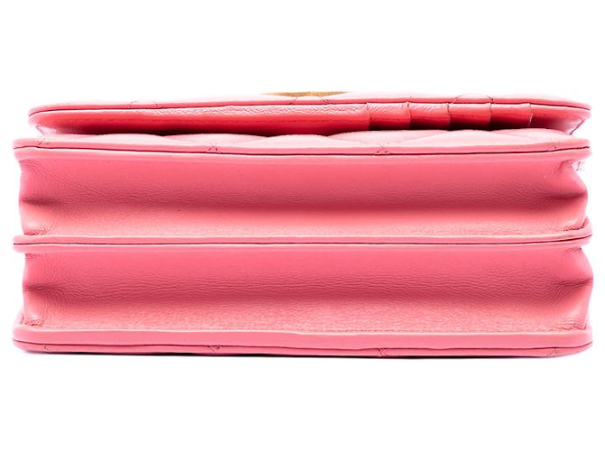 Wallet On Chain Chanel Cartera On Chain en piel de cordero acolchada rosa mini con cierre CC - vista 3