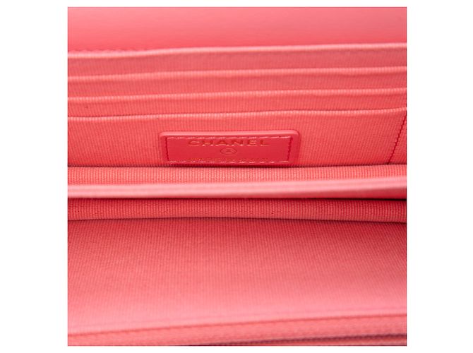 Wallet On Chain Chanel Cartera On Chain en piel de cordero acolchada rosa mini con cierre CC - vista 4