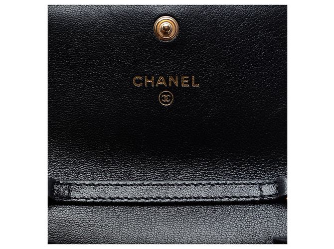 Chanel 19 Flap Münzbeutel aus schwarzem gestepptem Lammleder mit Kette - Ansicht 5