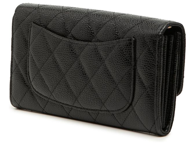 Cartera larga Chanel Black Quilted Caviar Classic Flap Negro - vista 2