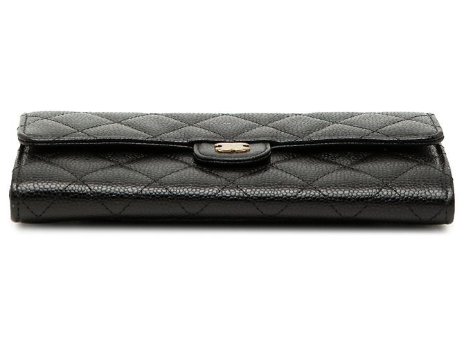 Cartera larga Chanel Black Quilted Caviar Classic Flap Negro - vista 3