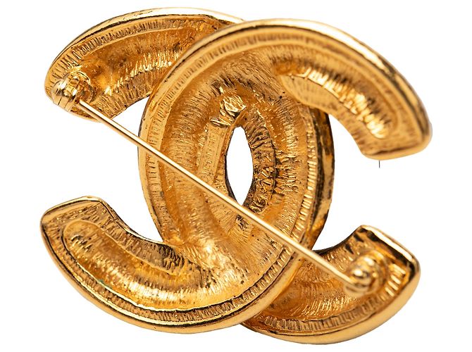 Spilla Chanel Gold CC trapuntata placcata oro D'oro - vista 3