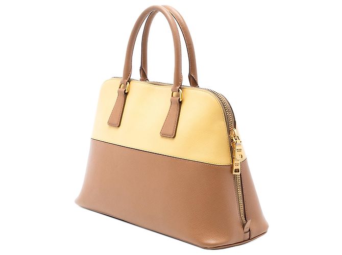 Borsa Prada Brown Medium Bicolor Saffiano Lux Promenade Marrone - vista 2