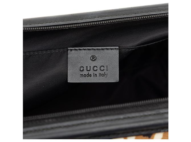 Pochette Gucci de lona con estampado de leopardo marrón Castaño - vista 5