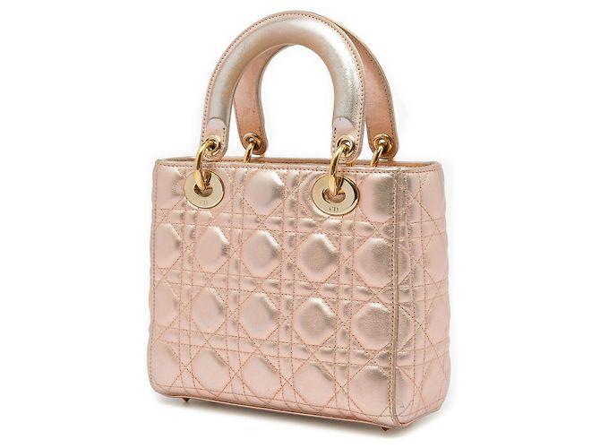 Dior Gold Small Metallic Lambskin Cannage My ABCDior Lady Dior D'oro - vista 2
