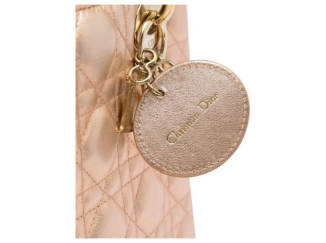 Dior Gold Small Metallic Lambskin Cannage My ABCDior Lady Dior D'oro - vista 5