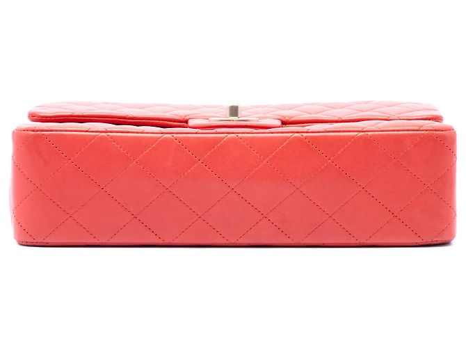 Chanel Orange Medium Classic Lambskin Double Flap Rosso Arancione - vista 3