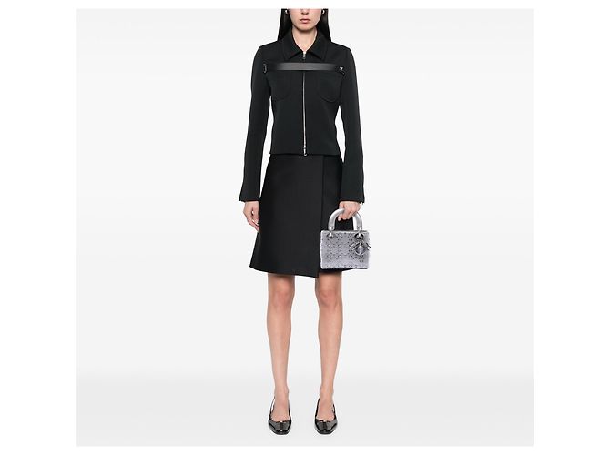 Lady Dior Mini in raso grigio con ricami cannage e cristalli Dior Marrone - vista 6