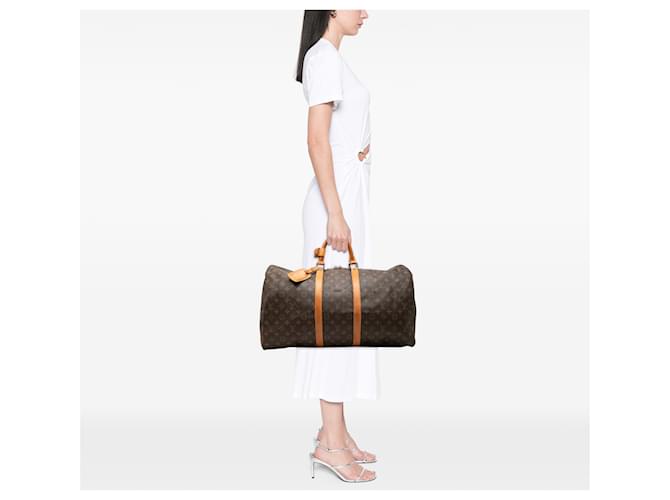 Louis Vuitton Marrone Monogram Keepall 55 - vista 7