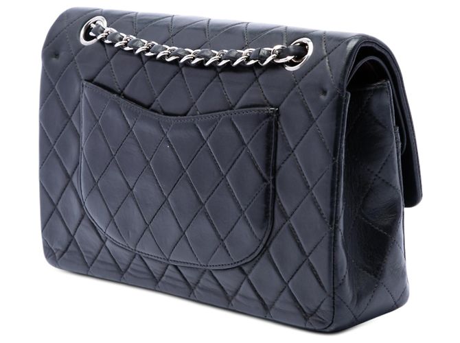 Chanel Black Medium Classic Lambskin Double Flap Noir - vue 2