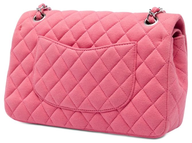 Chanel Pink Medium Classic Jersey Double Flap Rosa - vista 2