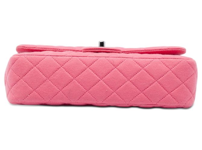 Chanel Pink Medium Classic Jersey Double Flap Rosa - vista 3