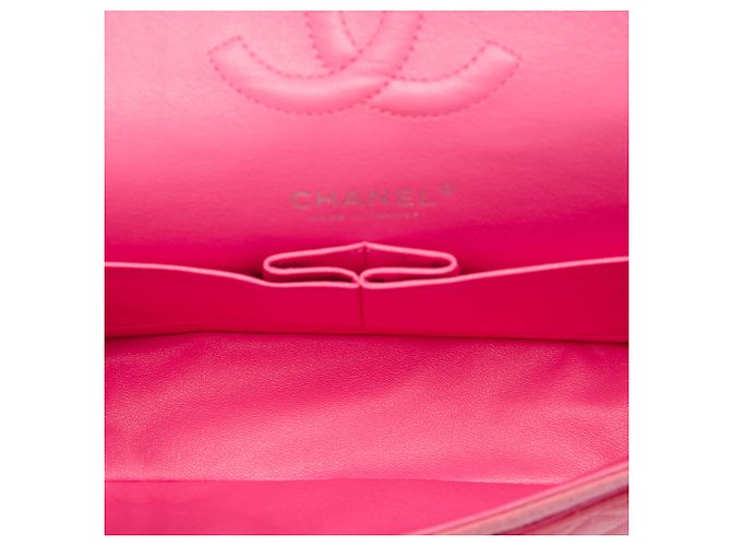 Chanel Pink Medium Classic Jersey Double Flap Rosa - vista 4