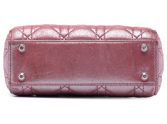 Lady Dior Mini in agnello cannage iridescente rosa - vista 3
