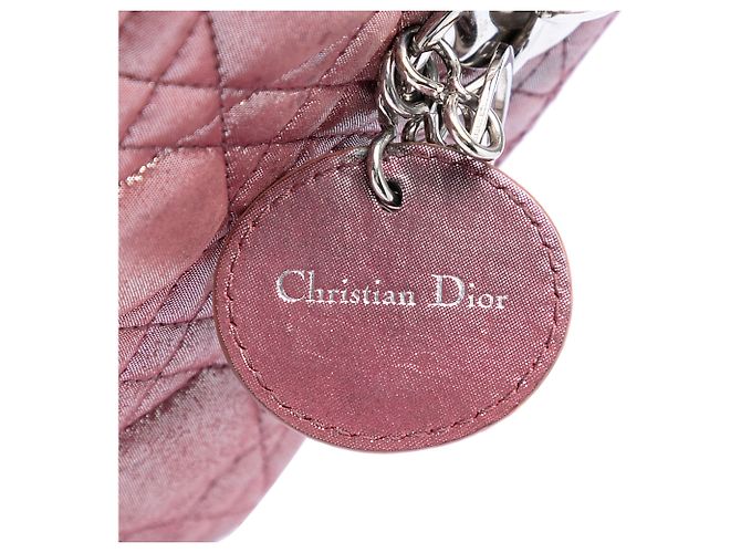 Lady Dior Mini in agnello cannage iridescente rosa - vista 5