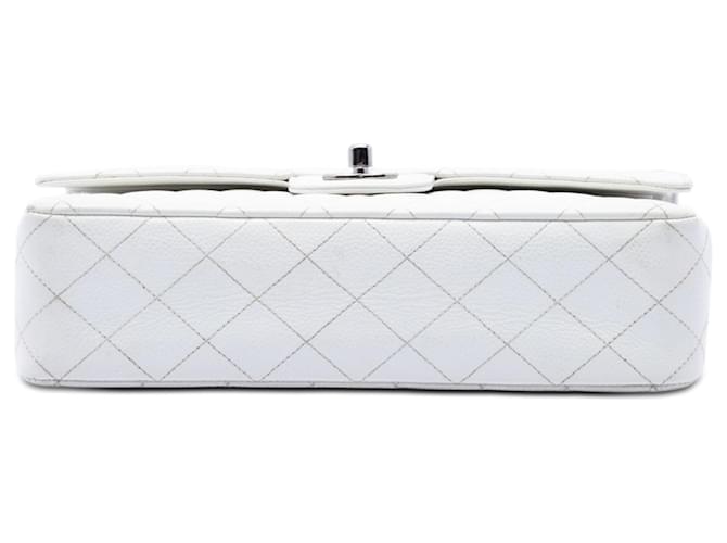 Chanel White Medium Classic Caviar Double Flap Bianco - vista 3