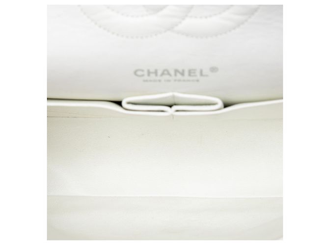 Chanel White Medium Classic Caviar Double Flap Bianco - vista 4