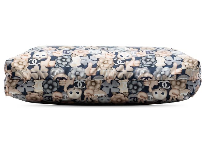 Tote Chanel Blue Large Nylon Cat Emoticon Shopping Blu navy - vista 3