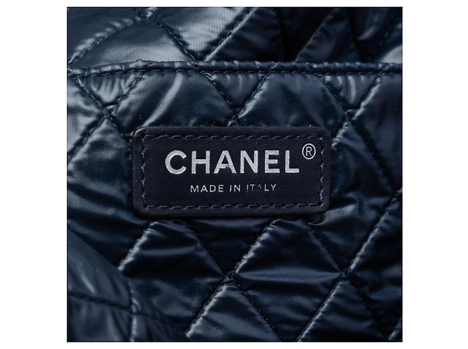 Tote Chanel Blue Large Nylon Cat Emoticon Shopping Blu navy - vista 5
