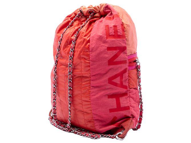 Zaino convertibile Chanel Coco Neige in nylon trapuntato verticale CC multicolore rosa Large - vista 2