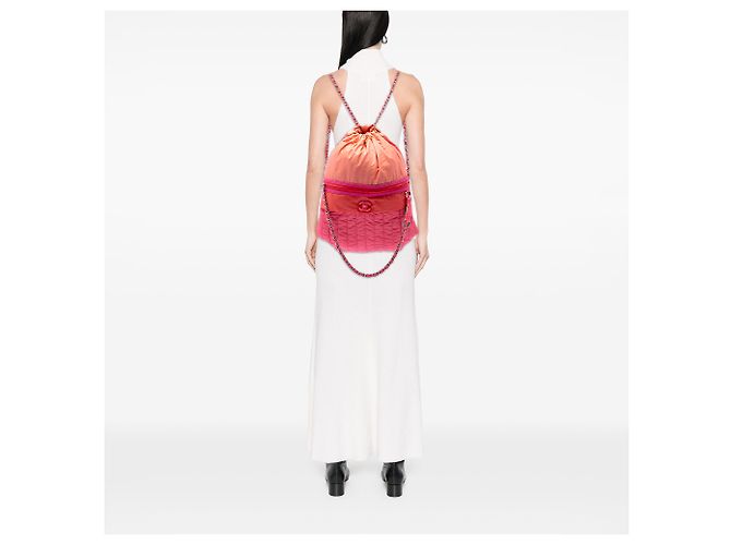 Zaino convertibile Chanel Coco Neige in nylon trapuntato verticale CC multicolore rosa Large - vista 6