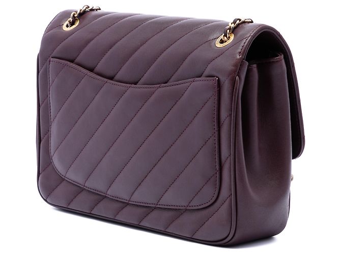 Chanel Red Diagonal Quilted Lambskin CC Signature Flap Rosso Bordò - vista 2
