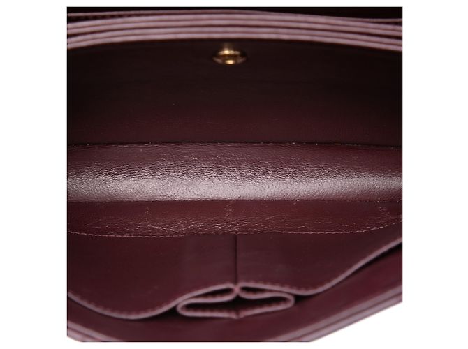 Chanel Red Diagonal Quilted Lambskin CC Signature Flap Rosso Bordò - vista 4