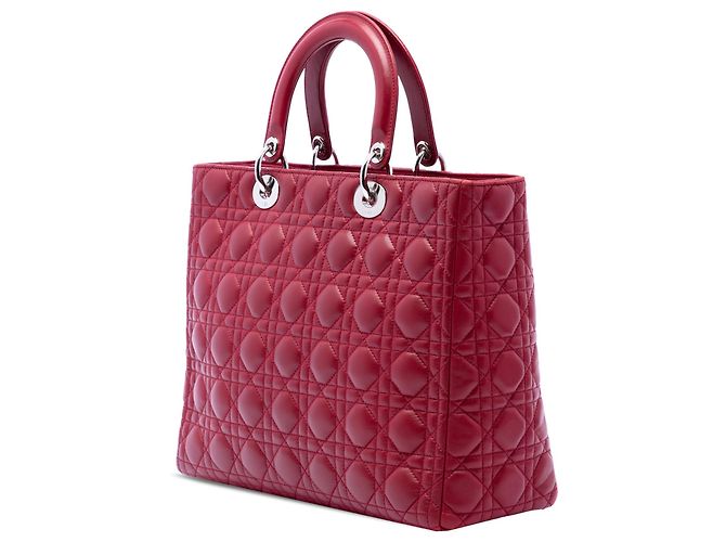 Lady Dior aus rotem Cannage-Lammleder, Größe Large - Ansicht 2