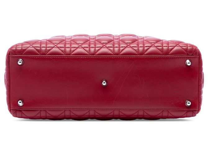Lady Dior aus rotem Cannage-Lammleder, Größe Large - Ansicht 3