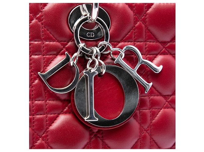 Lady Dior aus rotem Cannage-Lammleder, Größe Large - Ansicht 5