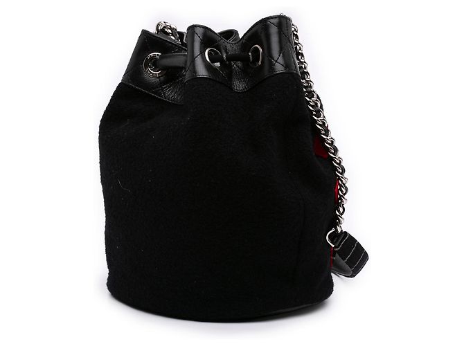 Borsa bucket in lana Chanel Black Paris Hamburg Nero - vista 2