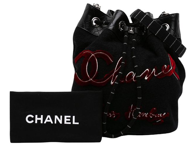 Borsa bucket in lana Chanel Black Paris Hamburg Nero - vista 7