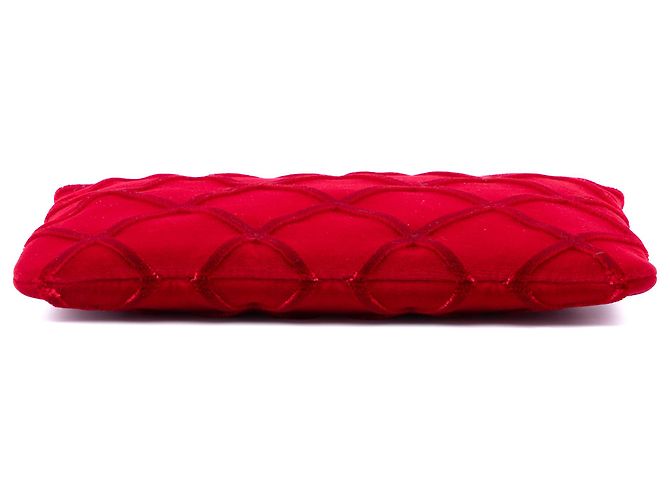 Clutch Chanel Red Medium CC Quilted Velvet O Case Rosso - vista 3
