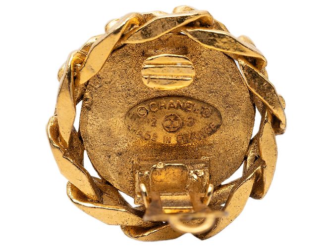 Orecchini Chanel Gold CC placcati oro e strass a clip D'oro - vista 3