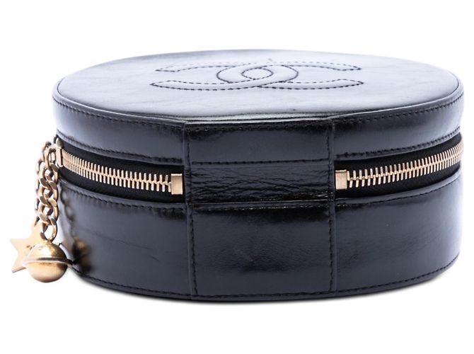 Borsa da sera Chanel Black Glazed Calfskin Round As Earth Nero - vista 3