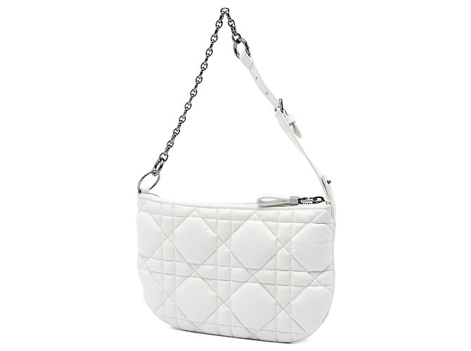 Borsa Dior Caro Tulip in pelle di vitello bianco con macrocannage Dior Mini - vista 2