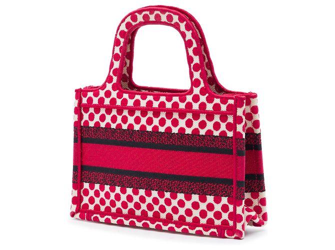 Dior Red DiorAmour Mini Book Tote aus bestickter Canvas mit Punkten Rot - Ansicht 2