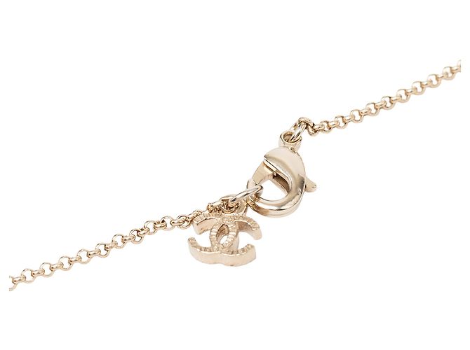 Collana con pendente Chanel Gold CC placcato oro e strass D'oro - vista 3