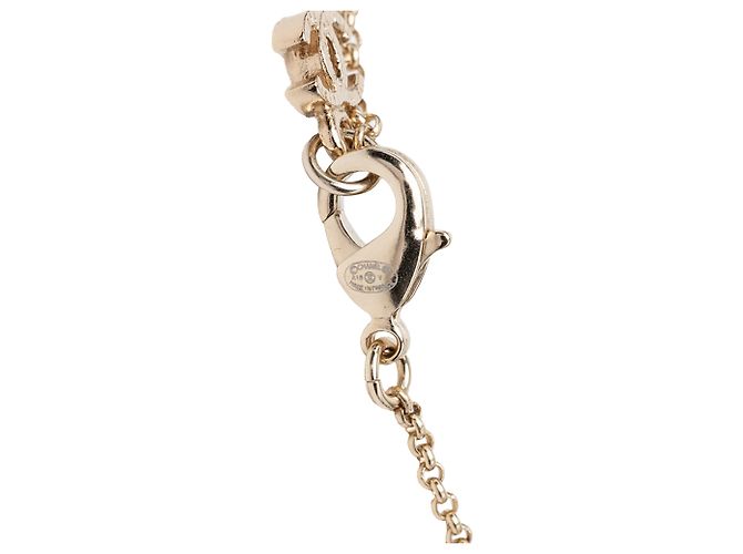 Collana con pendente Chanel Gold CC placcato oro e strass D'oro - vista 4