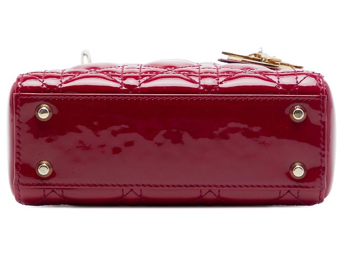 Lady Dior mini in vernice rosso cannage Bordò - vista 3