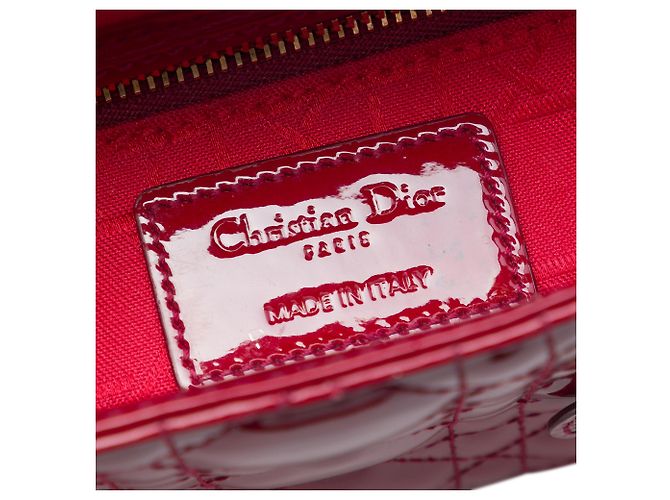 Lady Dior mini in vernice rosso cannage Bordò - vista 5