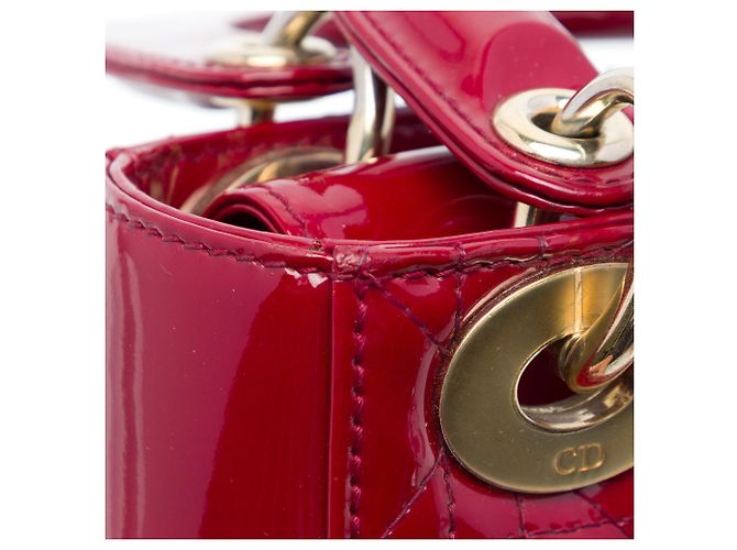 Lady Dior mini in vernice rosso cannage Bordò - vista 6