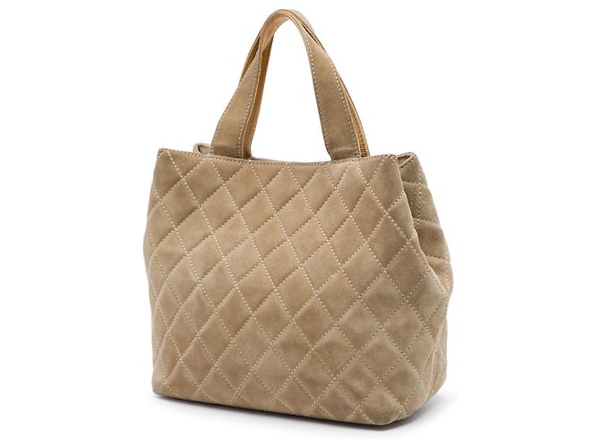 Tote Shopping Chanel Beige Mini CC em camurça acolchoada Bege - vista 2