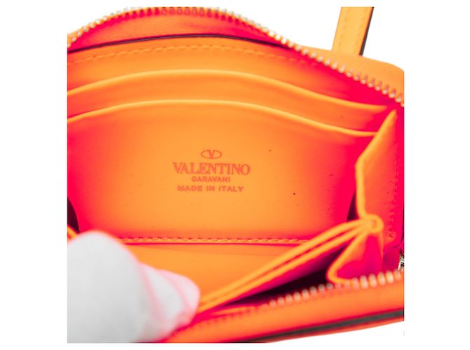 Portafoglio Valentino in pelle di vitello arancione VLTN con tracolla - vista 5
