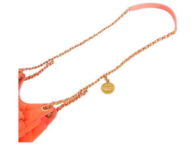 Chanel Orange Small Quilted Jersey Wavy CC Hobo Arancione - vista 13