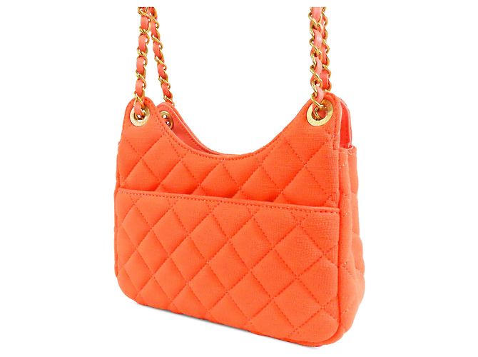 Chanel Orange Small Quilted Jersey Wavy CC Hobo Arancione - vista 2