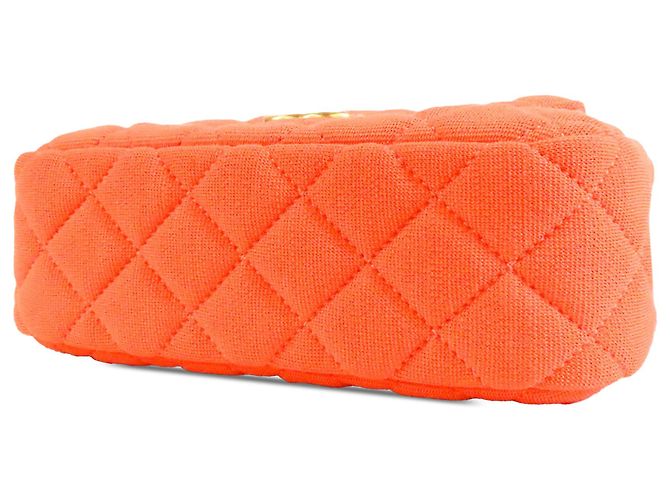 Chanel Orange Small Quilted Jersey Wavy CC Hobo Arancione - vista 3