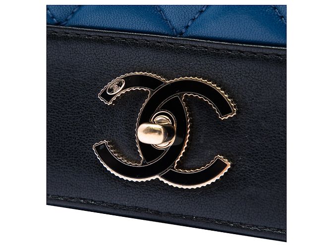 Chanel Blue Medium Bicolor Lambskin Mademoiselle Double Flap - vista 5